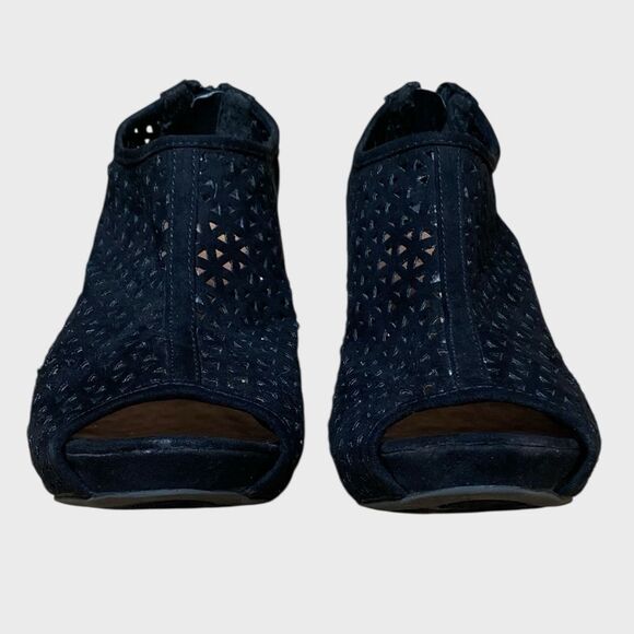 Madden Girl High Heel Ankle Booties Size 9 Black Perforated Open Toe Zipper - Picture 9 of 15